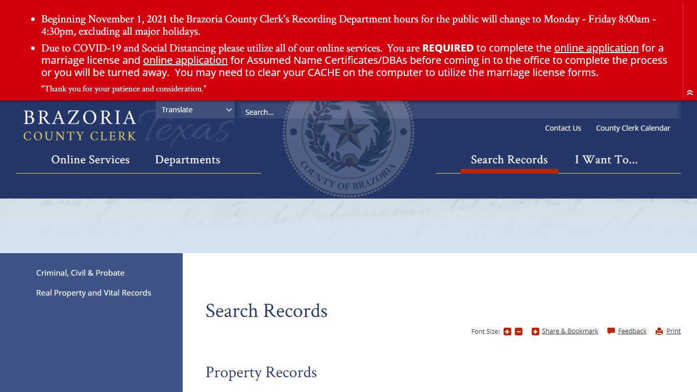 Search Records | Brazoria County Clerk