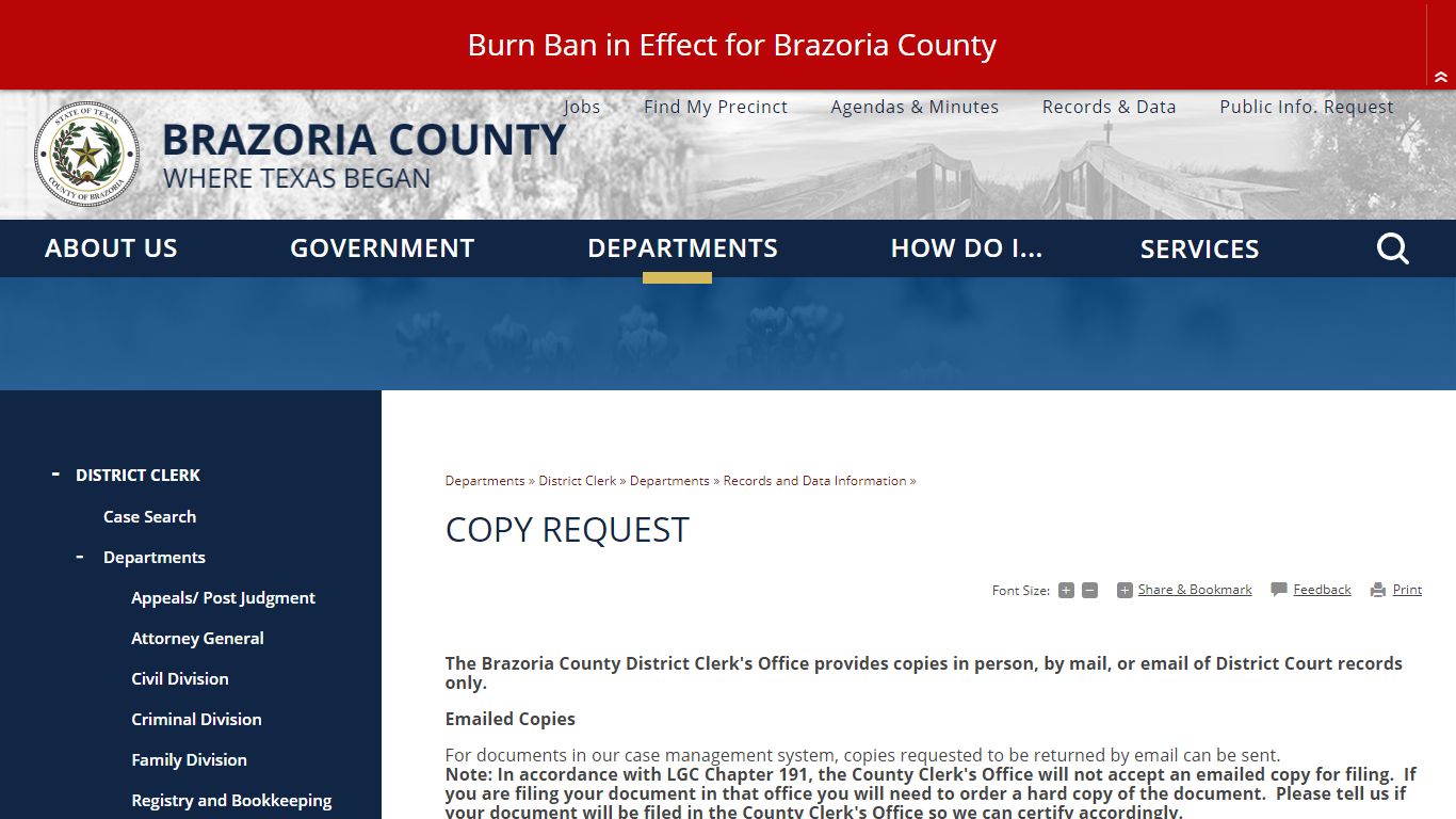 Copy Request | Brazoria County, TX